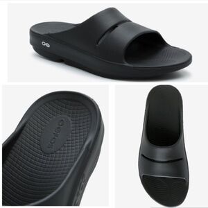 OOFOS OOahh Slides Women's 9 Black Recovery Comfort Sandals - Men’s 7 - Unisex